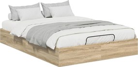 vidaXL Κρεβάτι Οθωμανικού Τύπου Δρύς Sonoma 203 x 140 x 25 εκ