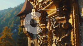 Intra Συλλεκτικό Ξύλινο Παζλ Plywood 4mm - Περίτεχνο Κτήριο του Κάστρου με θέα στο Βουνό Σε Ξύλινο Κουτί - Διαστάσεις Puzzle: 10x10 cm – 25 κομμάτια