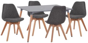 Σετ τραπεζαρίας VEGAS C21177 5τμχ MDF TOP Γκρί &amp; Καρέκλες Ύφασμα Γκρί 120x80x73 εκ.