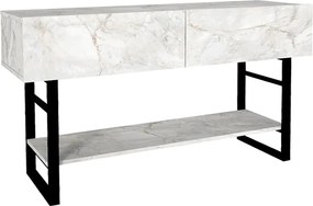 Κονσόλα Aron Megapap χρώμα λευκό εφέ μαρμάρου 138,8x41x75,7εκ.