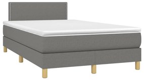 vidaXL Κρεβάτι Boxspring με Στρώμα &amp; LED Σκ.Γκρι 120x190εκ. Υφασμάτινο