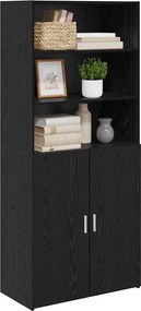 vidaXL Highboard Μαύρη Οξυά 80 x 42,5 x 185 εκ Επεξεργασμένο ξύλο