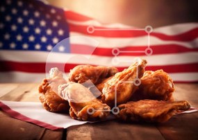 Intra Συλλεκτικό Ξύλινο Παζλ Plywood  4mm - American Fried Chicken Wings στις 4 Ιουλίου Σε Ξύλινο Κουτί - Διαστάσεις: 10x10 cm – 25 κομμάτια