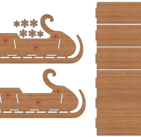 Σετ των 3 Intra απο ξύλο plywood 3mm-4mm πάχος – Χριστουγεννιάτικο ξύλο έλκηθρου Άγιου Βασίλη 40x40 cm INTRAVECTRY-MY547809