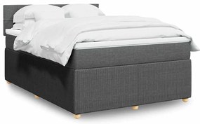vidaXL Κρεβάτι Boxspring με Στρώμα Σκούρο Γκρι 140x190 εκ. Υφασμάτινο