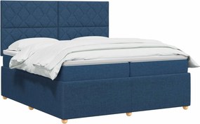 vidaXL Κρεβάτι box spring με στρώμα Μπλε 200 x 200 cm Ύφασμα