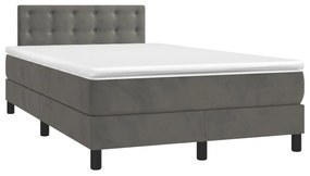 vidaXL Κρεβάτι Boxspring με Στρώμα Σκούρο Γκρι 120x200 εκ. Βελούδινο