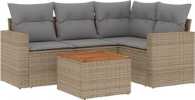 vidaXL Patio Sofa Set 4-θέσια Μίξη μπεζ και ανοιχτό γκρι