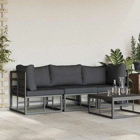 vidaXL Εξωτερικά Έπιπλα με μαξιλάρι με μαξιλάρι Μαύρο Αλουμίνιο