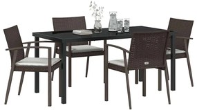 vidaXL Σέτ φαγητού για κήπο 5 pcs Καφέ Πολυ ράταν
