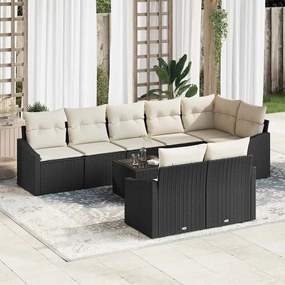 vidaXL Σετ Καναπέ Κήπου 9 pcs Μαύρο Πολυ ράταν