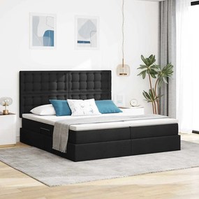 vidaXL LED Κρεβάτι αποθήκευσης με στρώμα Μαύρο 200 x 200 cm Ύφασμα