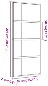 Συρόμενη Πόρτα Χρυσή 90x205 εκ. Αμμοβολή ESG Γυαλί/Αλουμίνιο - Χρυσό