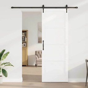vidaXL Συρόμενη Πόρτα Λευκό 83 x 232 εκ. Μασίφ ξύλο πεύκου