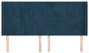 Κεφαλάρι με Πτερύγια Σκούρο Μπλε163x16x118/128 εκ. Βελούδινο - Μπλε