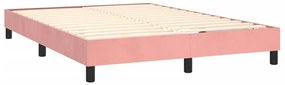 vidaXL Κρεβάτι Boxspring με Στρώμα Ροζ 140x190 εκ. Βελούδινο