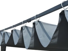 vidaXL Κιόσκι με Συρόμενη Οροφή Γκρι/Ανθρακί 4 x 4 x 2 μ. Συνθ. Ρατάν