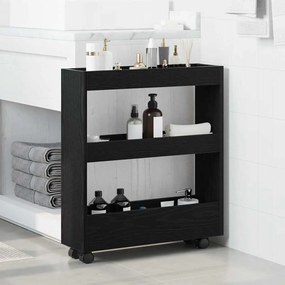 vidaXL Λεπτό Καρότσι Αποθήκευσης Μαύρη Οξυά 60 x 18 x 70 εκ
