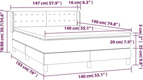vidaXL Κρεβάτι Boxspring με Στρώμα Μαύρο 140x190 εκ. Βελούδινο