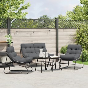 vidaXL Εξωτερικά Έπιπλα 3 pcs Μαύρο 110 x 81 x 71εκ. Μέταλλο