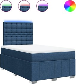 vidaXL Κρεβάτι Boxspring με Στρώμα Μπλε 120x200 εκ. Υφασμάτινο