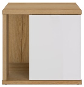 Insi Otello κομοδίνο με μία πόρτα 45x35x42εκ. Helvezia Oak / Λευκό 0191.GM03