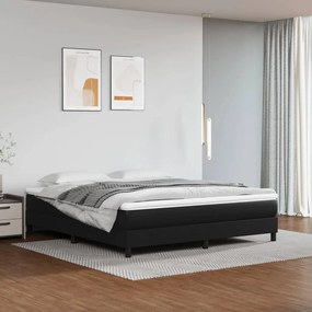 Κρεβάτι Boxspring με Στρώμα Μαύρο 160x200εκ.από Συνθετικό Δέρμα