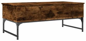 vidaXL Τραπεζάκι Σαλονιού Καπνιστή Δρυς 100x50x40 εκ. Επ. Ξύλο&amp;Μέταλλο