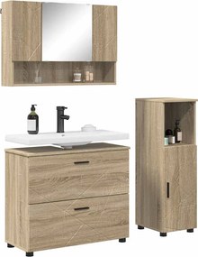 vidaXL Σετ Επίπλων Μπάνιου 3 τμχ. Δρύς Sonoma 76,5 x 35 x 64 εκ