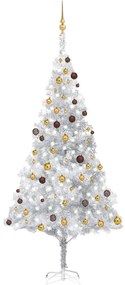 vidaXL Χριστουγεννιάτικο Δέντρο Τεχνητό με LED/Μπάλες Ασημί 240εκ. PET