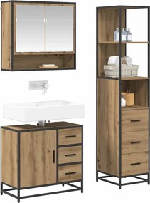vidaXL Σετ Επίπλων Μπάνιου 3 τεμ. Artisan Oak Επεξεργασμένο Ξύλο