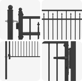 vidaXL Πύλη Φράχτη BAARLO 100 x 75 cm Μέταλλο Μαύρο Κλειδώσιμο