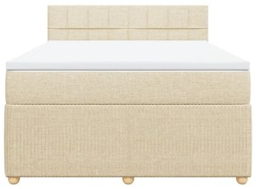 Κρεβάτι Boxspring με Στρώμα Κρεμ 140x200 εκ. Υφασμάτινο - Κρεμ