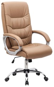 WOODWELL BF6400 Πολυθρόνα Διευθυντή Μέταλλο Χρώμιο, PU Μπεζ 64x66x110/118cm ΕΟ282,2