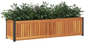 vidaXL Ζαρντινιέρα Κήπου 110x30x27,5 εκ. Μασίφ Ξύλο Ακακίας/Ατσάλι