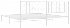 Πλαίσιο Κρεβατιού με Κεφαλάρι Λευκό 200 x 200 εκ. Μεταλλικό