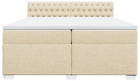 Κρεβάτι Boxspring με Στρώμα Κρεμ 200x200 εκ. Υφασμάτινο - Κρεμ