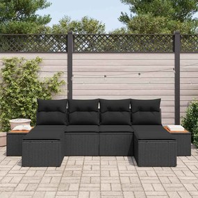 vidaXL Σετ Καναπέ Κήπου με μαξιλάρι 6 pcs Μαύρο Πολυ ράταν