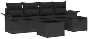 vidaXL Σετ Καναπέ Κήπου 6 pcs Μαύρο 251 x 117 x 85 εκ. Πολυ ράταν