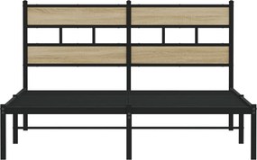vidaXL Σκελετός Κρεβ. Χωρίς Στρώμα Sonoma Δρυς 160x200 εκ. Μεταλλικό
