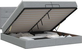 vidaXL Κρεβάτι Ottoman με στρώμα Ανοιχτό γκρι 200 x 200 cm Ύφασμα