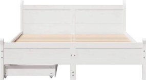 vidaXL Σκελετός Κρεβ. Χωρίς Στρώμα Λευκό 150x200 εκ Μασίφ Πεύκο