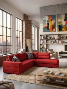 Γωνιακός καναπές Caza-Αριστερή-280φ 220β-Κόκκινο