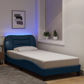 vidaXL Σκελετός Κρεβατιού με LED Χωρίς Στρώμα Μπλε 90x200 εκ.