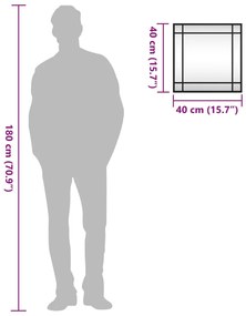 Καθρέφτης Τοίχου Τετράγωνος Μαύρος 40 x 40 εκ. από Σίδερο - Μαύρο