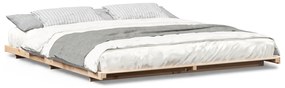 vidaXL Κρεβάτι δαπέδου Καφέ 200 x 220 cm Μασίφ ξύλο πεύκου