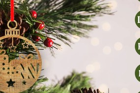 Σετ των 2 Intra απο ξύλο plywood Χρώμα wenge 3mm-4mm πάχος - με λέιζερ στολίδι Χριστουγεννιάτικου δέντρου Δίασταση 6x6 cm INTRAFABR-107703591