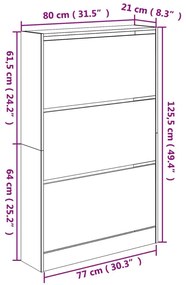 Παπουτσοθήκη Καπνιστή Δρυς 80x21x125,5 εκ. από Επεξεργ. Ξύλο - Καφέ