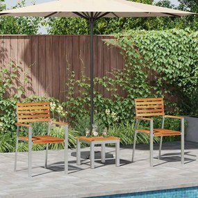 vidaXL Σέτ φαγητού για κήπο 3 pcs Καφέ Μασίφ ξύλο teak