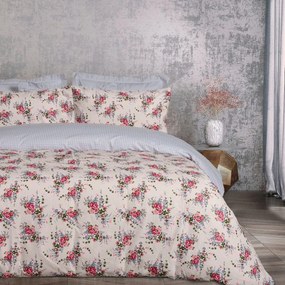 Παπλωματοθήκη Happy 9647 (Σετ 3τμχ) Beige-Blue-Pink Das Home Υπέρδιπλo 220x240cm 100% Βαμβάκι